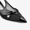 Amita 45 Escarpins à bride arrière en cuir verni noir et maille
