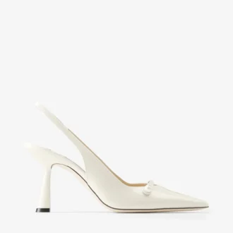 Amita 85 Escarpins à bride arrière en cuir verni couleur latte