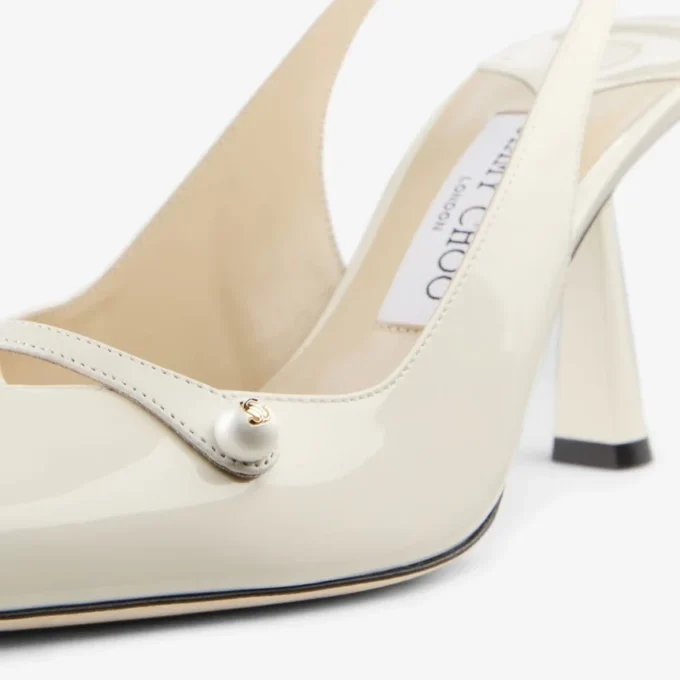 Amita 85 Escarpins à bride arrière en cuir verni couleur latte