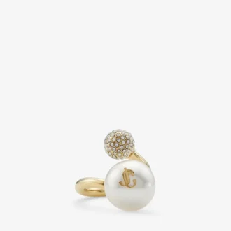 Bague Auri en métal finition dorée, perle et cristal
