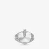 Bague double cœur Bague double cœur finition argentée avec cristaux