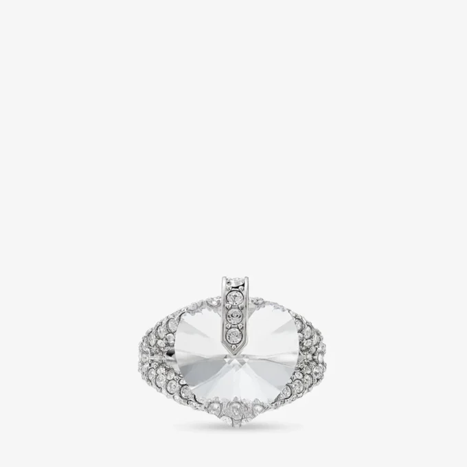 Bague double cœur Bague double cœur finition argentée avec cristaux