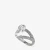 Bague double cœur Bague double cœur finition argentée avec cristaux