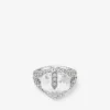 Bague double cœur Bague double cœur finition argentée avec cristaux