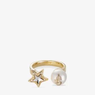Bague Jc Star Pearl Bague en métal finition dorée avec étoile en cristal et perle