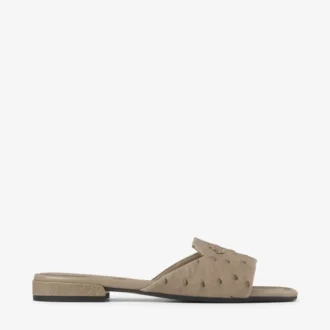 Ballerines Dina en cuir d&rsquo;autruche taupe