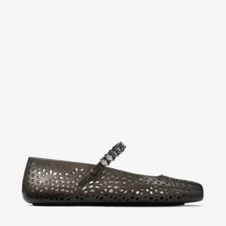 Ballerines Jelly Black en plastique transparent ornées de cristaux