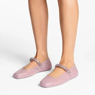 Ballerines Jelly Cotton Candy en plastique transparent ornées de cristaux