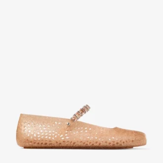 Ballerines Jelly Light Toffee en gelée, ornées de cristaux