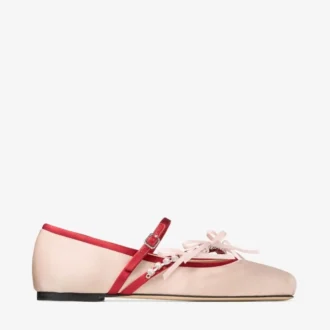 Ballerines Loli Macaron et Ruby Red en satin avec nœuds en satin