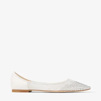 Ballerines Love en maille dégradée blanche et cristaux