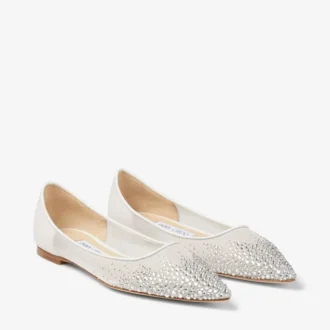 Ballerines Love en maille dégradée blanche et cristaux