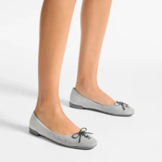 Ballerines Scarlett en daim gris tourterelle et denim