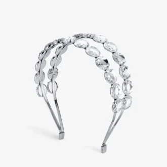 Bandeau à double rangée Bandeau en cristal finition argentée