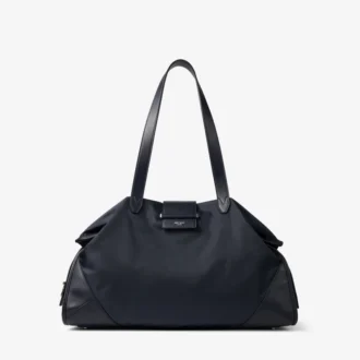 Bar Holdall Grand sac de voyage en nylon marin avec finitions en cuir de veau lisse