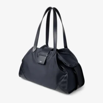 Bar Holdall Grand sac de voyage en nylon marin avec finitions en cuir de veau lisse