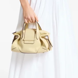 Bar Holdall Petit sac de voyage en cuir Biker couleur « Buttermilk »