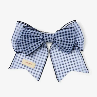 Barrette à cheveux en forme de nœud Barrette à cheveux en organza à mini-vichy bleu marine