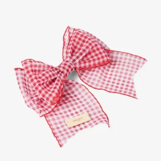 Barrette à cheveux en forme de nœud Barrette à cheveux en organza mini-vichy rouge rubis