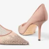 Escarpins à bout pointu Love 85 en maille rose ballet avec cristaux dégradés