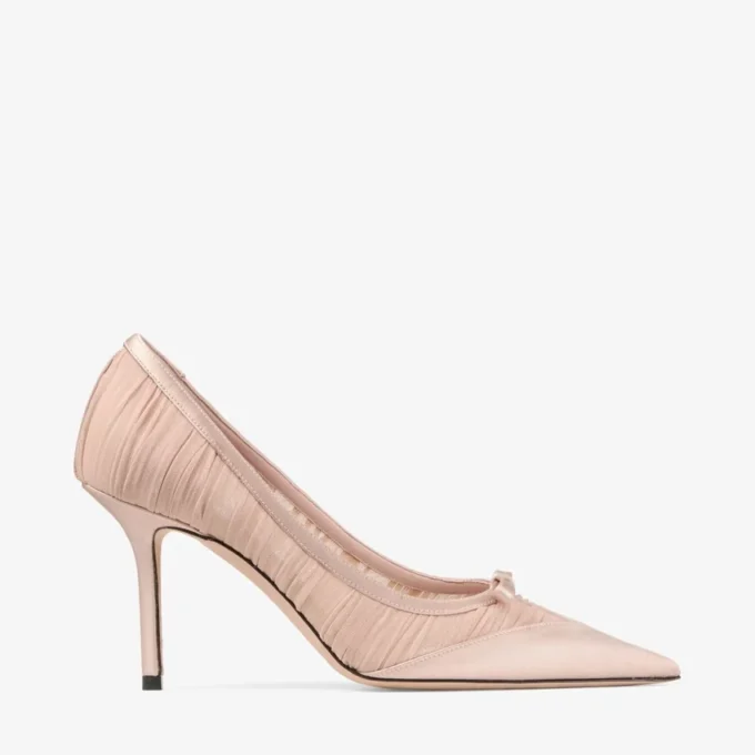 Escarpins Love Mesh 85 Macaron en satin avec tulle froncé