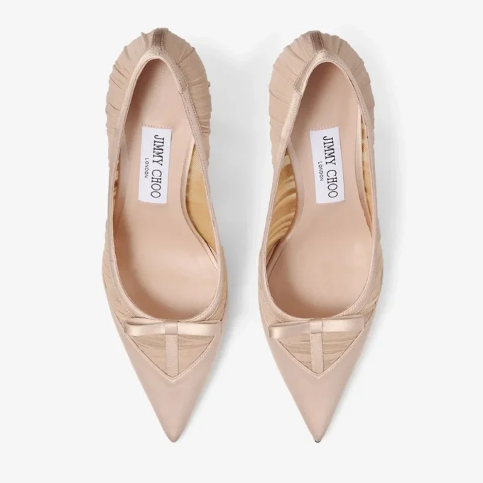 Escarpins Love Mesh 85 Macaron en satin avec tulle froncé