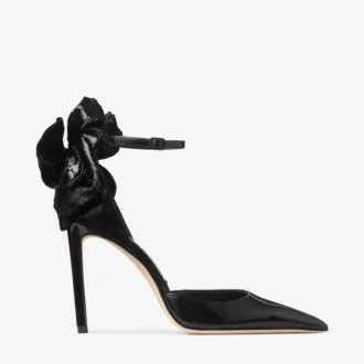 Escarpins Marja 100 noirs en cuir Spazzolato souple avec corsage court en tinsel