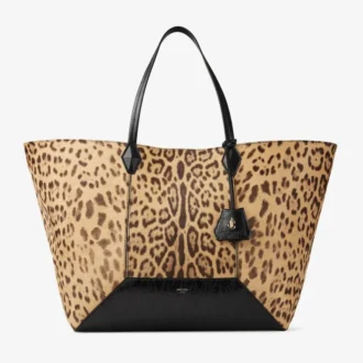Grand sac cabas Diamond en poney imprimé léopard naturel
