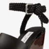 Jori 100 : cuir de veau noir brillant et talons compensés en liège brillant