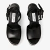 Jori 100 : cuir de veau noir brillant et talons compensés en liège brillant