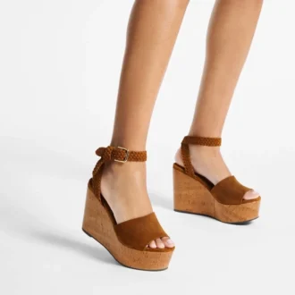 jori 100 sandales compenses en daim beige et lige brillant 2 330x330 - Jori 100 : sandales compens&eacute;es en daim beige et li&egrave;ge brillant