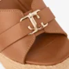 Leda Wedge 100 Mule à talon compensé en cuir nappa beige