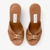 Leda Wedge 100 Mule à talon compensé en cuir nappa beige
