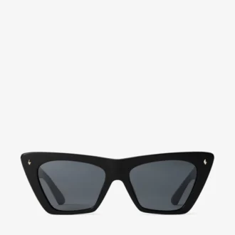 Lunettes de soleil œil-de-chat en acétate noir et gris