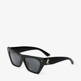 Lunettes de soleil œil-de-chat en acétate noir et gris