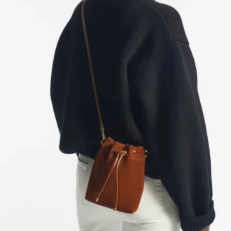Mini sac Cinch en daim beige