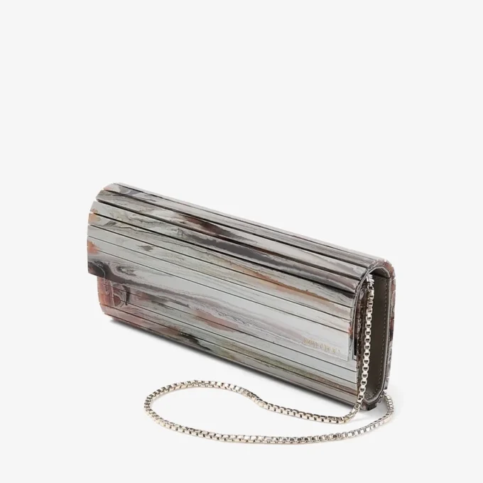 Pochette Sweetie en acrylique effet marbré gris