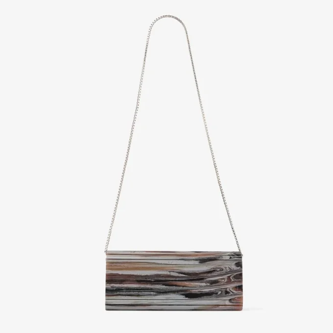 Pochette Sweetie en acrylique effet marbré gris