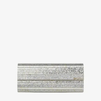 Pochette Sweetie en acrylique pailleté grossier champagne