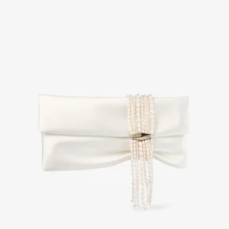 Pochette Zandra en satin ivoire