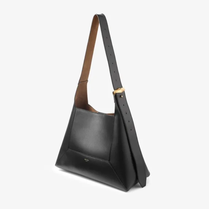 Sac à bandoulière Diamond Hobo Medium en cuir noir