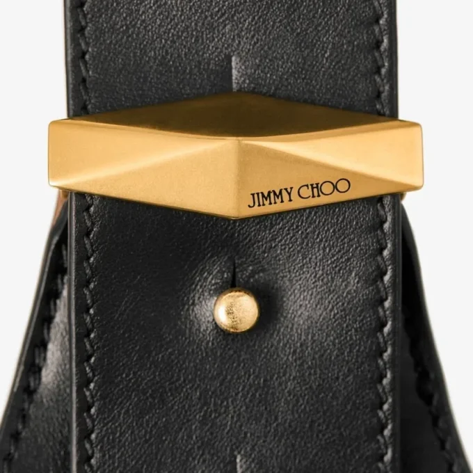 Sac à bandoulière Diamond Hobo Medium en cuir noir