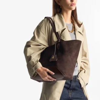 Sac fourre-tout Diamond moyen en daim café