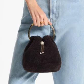 Sac seau Bon Bon couleur chocolat avec poignée en métal