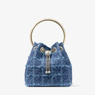 Sac seau Bon Bon en denim à motif croisé