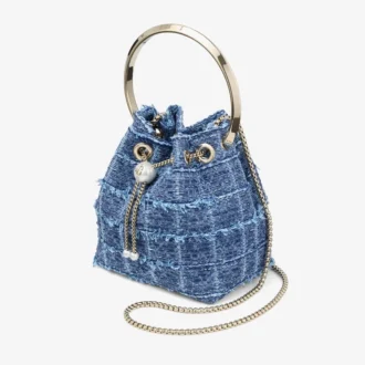Sac seau Bon Bon en denim à motif croisé