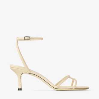 Sandales Leo 65 en cuir imprimé Elaphe couleur Buttermilk