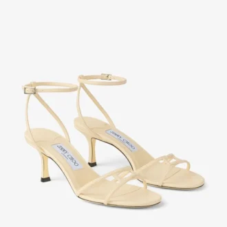 Sandales Leo 65 en cuir imprimé Elaphe couleur Buttermilk