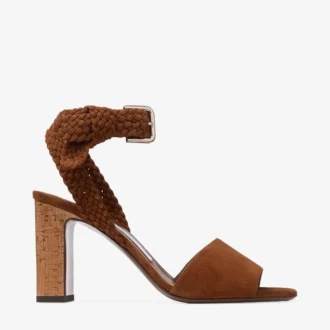 Sandales Rori 85 en daim beige et liège brillant