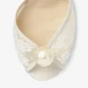 Sandales Sacora 85 en dentelle florale ivoire avec détail perle
